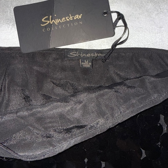 Shinestar Black Sequin Mini Skirt Large Round Sequins Size Medium - Picture 9 of 13